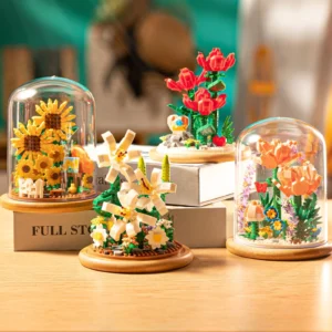 บล็อกตัวต่อดอกไม้ 4/ชิ้น บล็อกตัวต่อชิ้นเล็กๆ สีสสันสดใส ตกแต่ง และเป็นของขวัญในเทศกาลต่างๆ สินค้าพร้อมส่ง