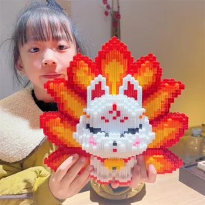 เลโก้ตัวใหญ่ ตัวต่อเลโก้นาโน DIY ของขวัญ จิ้งจอกเก้าหาง สีส้ม
