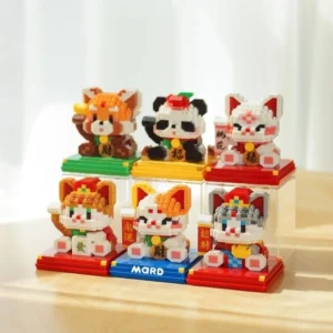 ชุดเซ็ท 6/ชิ้น เลโก้สัตว์นำโชค Lucky Cat ของเล่นตัวต่อ Panda Building Blocks แมว กวัก นำโชค แมวกวัก น่ารัก