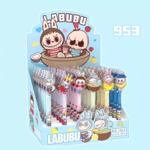 ปากกาเจลสีน้ำเงินลายการ์ตูน แบบเป็นกล่อง 48 ด้าม